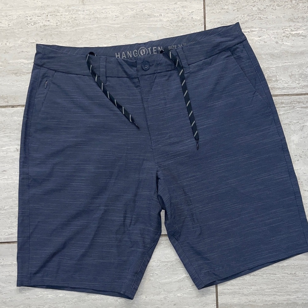 2 Pair set of Hang Ten Men's Navy & Tan Shorts - Picture 7 of 10